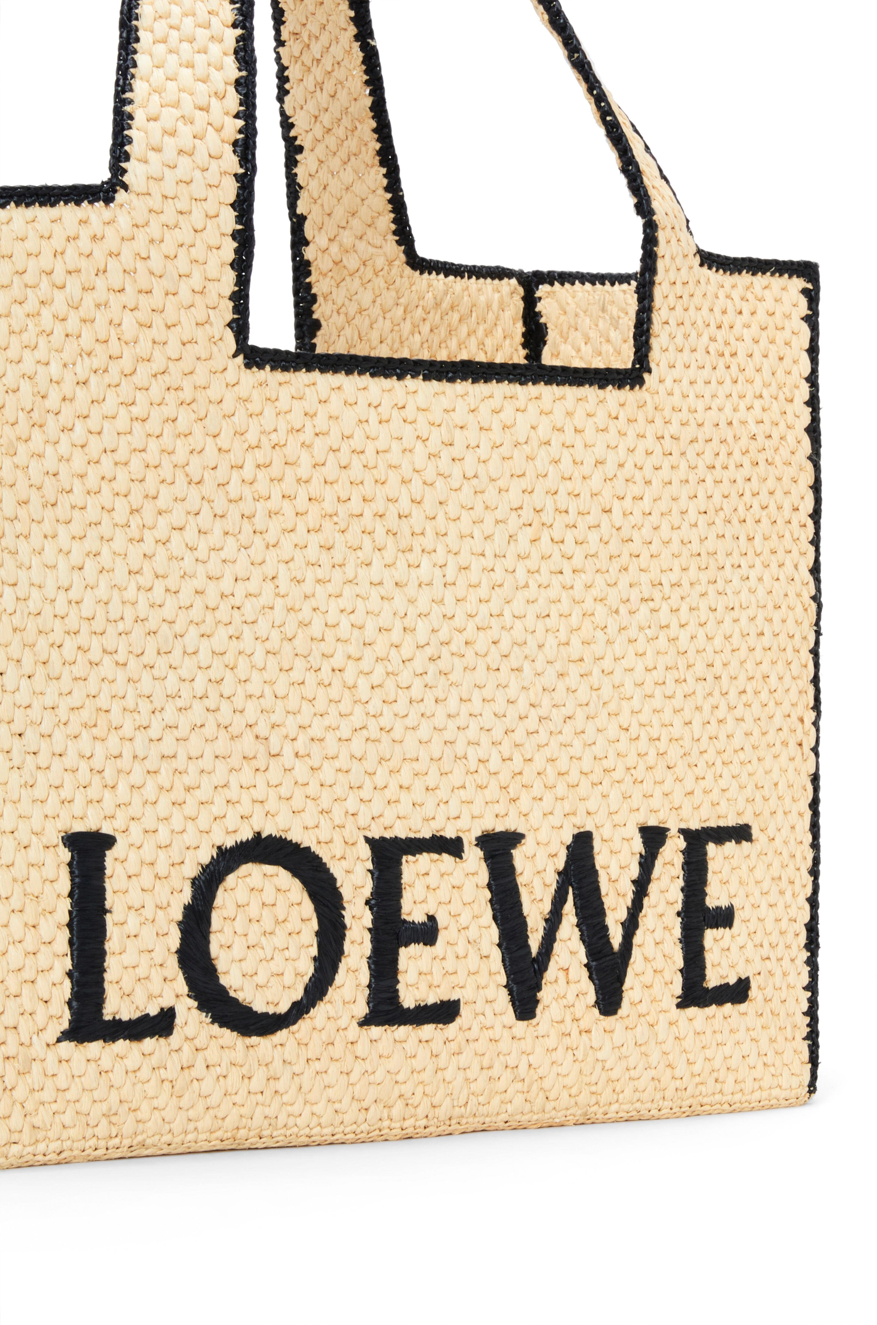 Loewe - Small Loewe Font Natural Raffia Tote